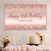 Chique Roos Gold Glitter Happy 50th Birthday Scrip Spandoek