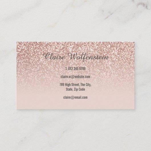 Chique Roos Gold Glitter Professioneel Visitekaartje (Achterkant)