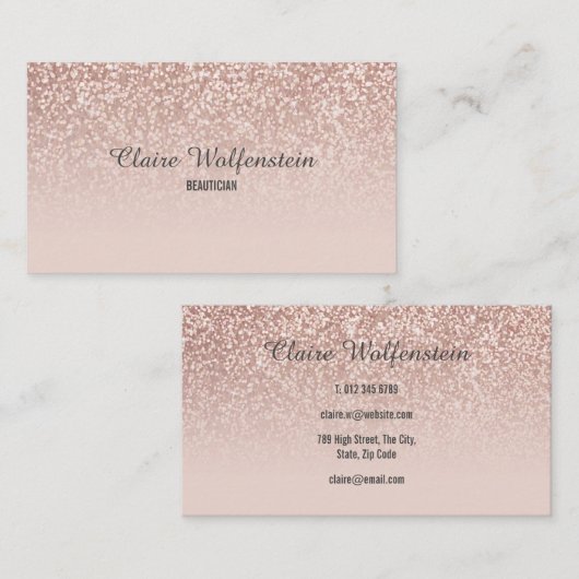 Chique Roos Gold Glitter Professioneel Visitekaartje (Voorkant / Achterkant)