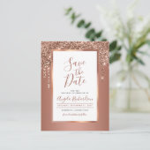 Chique Roos Gold Sparkle Glitter Drips Save the Da Briefkaart (Staand voorkant)