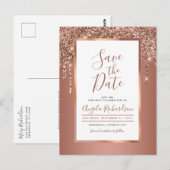 Chique Roos Gold Sparkle Glitter Drips Save the Da Briefkaart (Voorkant / Achterkant)
