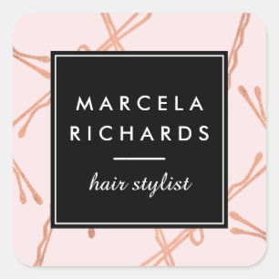Chique Roos Goud Bobby Pins Haar Stylist Salon Roz Vierkante Sticker