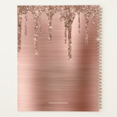 Chique Roos Goud Dripping Glitter Geborsteld Metaa Planner (Achterkant)