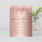 Chique Roos Goud Dripping Glitter Vrijgezellenfees Kaart (Staand voorkant)