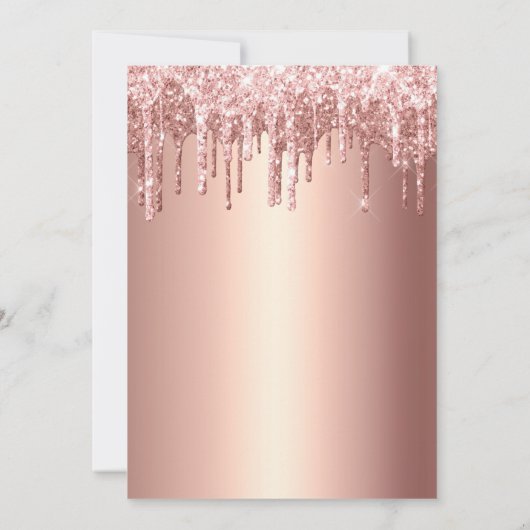 Chique Roos Goud Dripping Glitter Vrijgezellenfees Kaart (Achterkant)