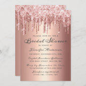 Chique Roos Goud Dripping Glitter Vrijgezellenfees Kaart (Voorkant / Achterkant)