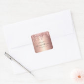 Chique Roos Goud Dripping Glitter Vrijgezellenfees Vierkante Sticker (Envelop)
