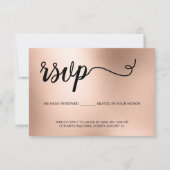 Chique Roos Goud Elegante Typografie Glitter RSVP Kaartje (Voorkant)