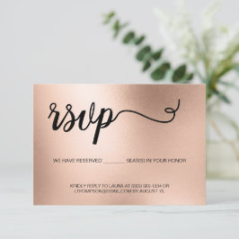 Chique Roos Goud Elegante Typografie Glitter RSVP Kaartje