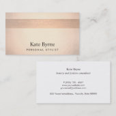 Chique Roos Goud en Koper Gestreept Modern Stijlvo Visitekaartje (Voorkant / Achterkant)