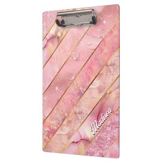 Chique roos goud meisjesachtig geometrisch klembord (Links)