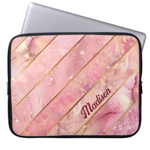 Chique roos goud meisjesachtig geometrisch laptop sleeve