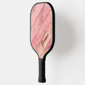 Chique roos goud meisjesachtig geometrisch pickleball paddle (Links)