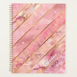 Chique roos goud meisjesachtig geometrisch planner