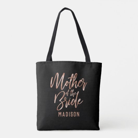 Chique Roos Goud Modern Moeder van de bruid Monogr Tote Bag (Achterkant)