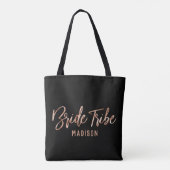 Chique Roos Goud Moderne Bruidstam Bruiloft Monogr Tote Bag (Achterkant)