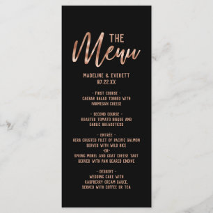 Chique Roos Goud Moderne Typografie Bruiloft Menu