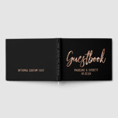 Chique Roos Goud Moderne Typografie Bruiloft Monog Gastenboek (Volledig)