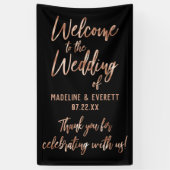 Chique Roos Goud Moderne Typografie Bruiloft Welko Spandoek (Verticaal)