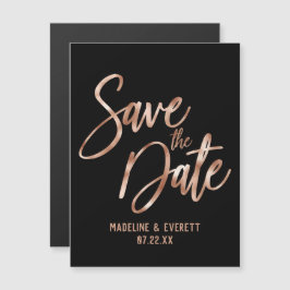 Chique Roos Goud Moderne Typografie Save the Date Magnetische Uitnodiging