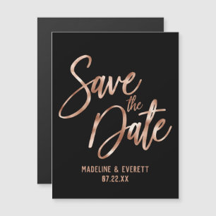 Chique Roos Goud Moderne Typografie Save the Date Magnetische Uitnodiging