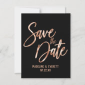 Chique Roos Goud Moderne Typografie Save the Date Magnetische Uitnodiging (Voorkant)
