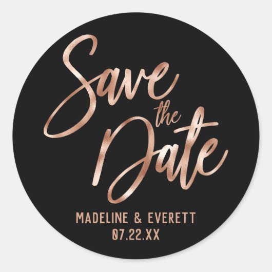 Chique Roos Goud Moderne Typografie Save the Date Ronde Sticker (Voorkant)