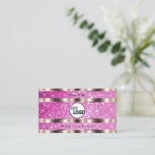 Chique Roos Goud Roze Glitter Sparkle Stars Toevoe Visitekaartje (Staand voorkant)