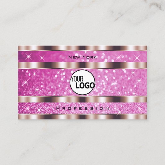 Chique Roos Goud Roze Glitter Sparkle Stars Toevoe Visitekaartje (Voorkant)