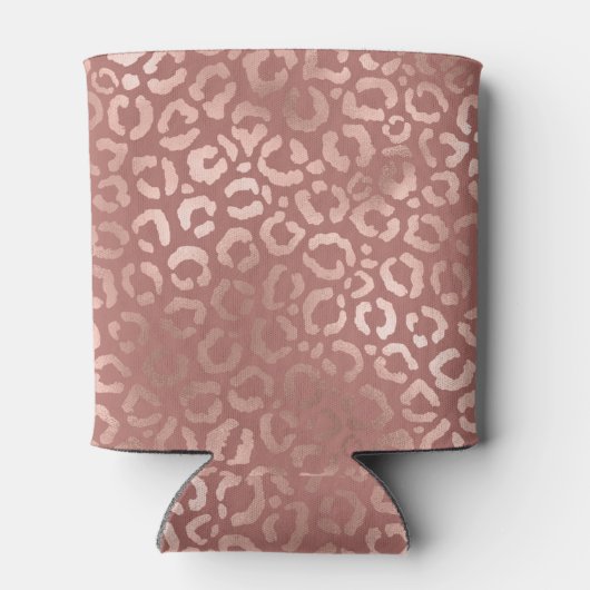 Chique Roos Goud Roze Leopard Cheetah Dierenprint Blikjeskoeler (Achterkant)