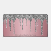 Chique Roos Goud Roze Zilver Glitter Drips Custom Bureaumat (Voorkant)