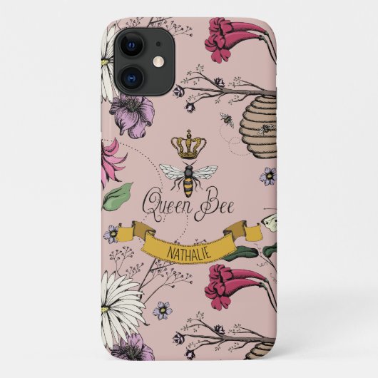 Chique Roos Goud, Zwart & Goud Queen Bee & Crown Case-Mate iPhone Case (Achterkant)