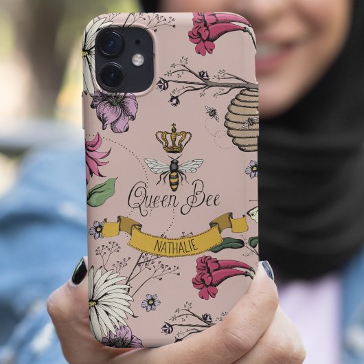 Chique Roos Goud, Zwart & Goud Queen Bee & Crown Case-Mate iPhone Case