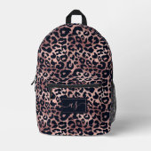 Chique Roos Goud Zwart Leopard Print Monogrammed Bedrukte Rugzak (Voorkant)
