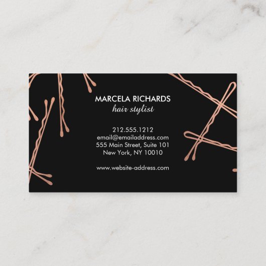 Chique Roos Gouden Bobby Pins Haar Stylist Loyalit Klantenkaartje (Achterkant)