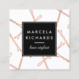 Chique Roos Gouden Bobby Pins Haar Stylist Salon Vierkante Visitekaartje