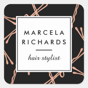 Chique Roos Gouden Bobby Pins Haar Stylist Salon Z Vierkante Sticker