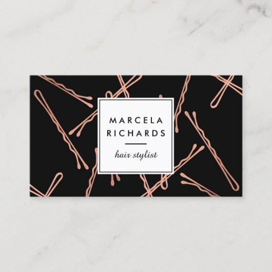 Chique Roos Gouden Bobby Pins Haar Stylist Salon Z Visitekaartje (Voorkant)