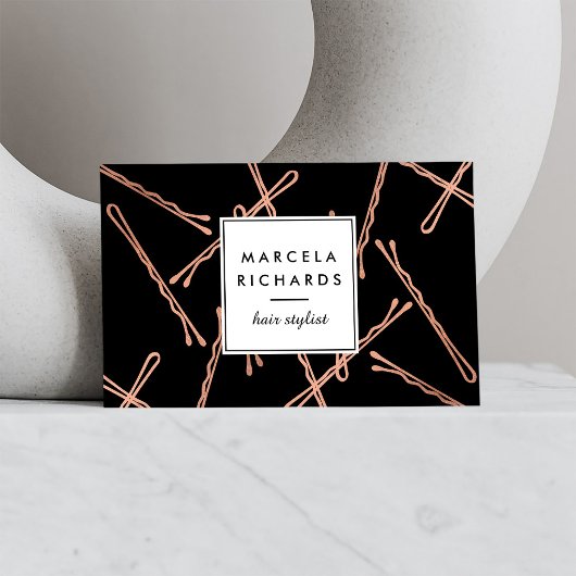Chique Roos Gouden Bobby Pins Haar Stylist Salon Z Visitekaartje