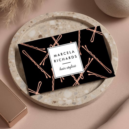 Chique Roos Gouden Bobby Pins Haar Stylist Salon Z Visitekaartje