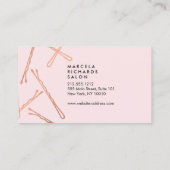 Chique Roos Gouden Bobby Pins op Roze Afspraak Afsprakenkaartje (Achterkant)