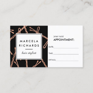 Chique Roos Gouden Bobby Pins op Zwart Afspraak Afsprakenkaartje