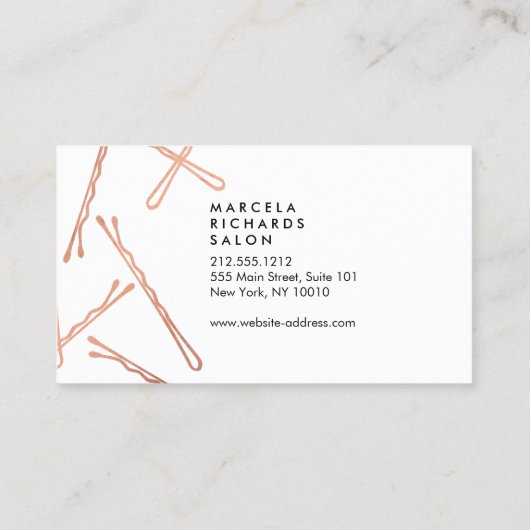 Chique Roos Gouden Bobby Pins op Zwart Afspraak Afsprakenkaartje (Achterkant)