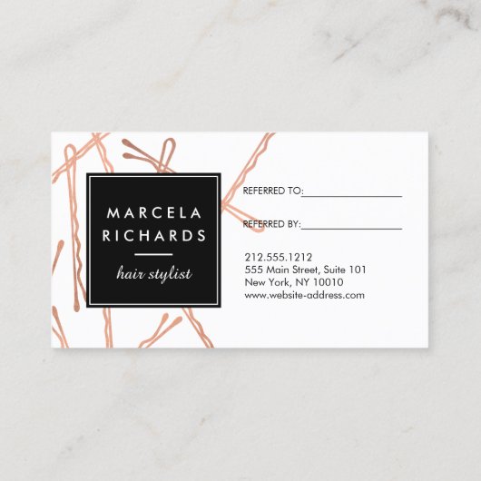 Chique Roos Gouden Bobby Pins op Zwarte Verwijzing (Achterkant)