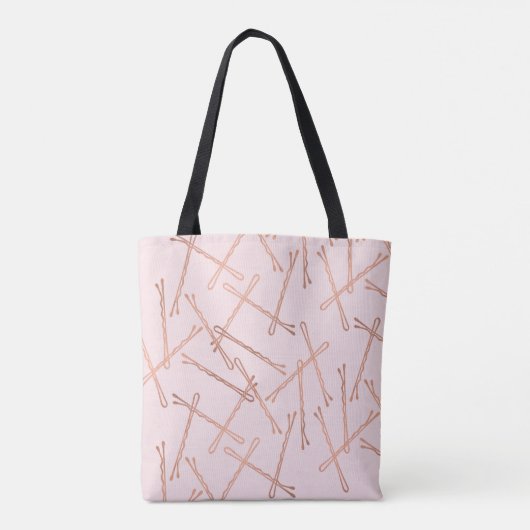Chique Roos Gouden Bobby Pins Roze Gepersonaliseer Tote Bag (Achterkant)