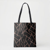 Chique Roos Gouden Bobby Pins Zwart Tote Bag (Voorkant)