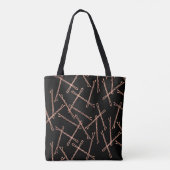 Chique Roos Gouden Bobby Pins Zwart Tote Bag (Achterkant)
