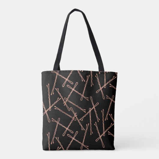 Chique Roos Gouden Bobby Pins Zwart Tote Bag (Achterkant)