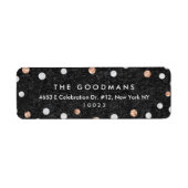 Chique Roos gouden Confetti Stippen retour adresla Etiket (Voorkant)