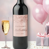 Chique Roos Gouden Folie Glitter 21e Verjaardag Mo Wijn Etiket